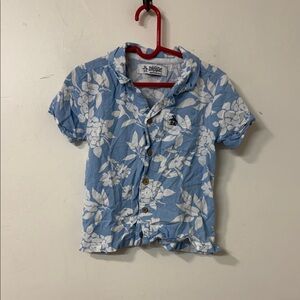 Original Penguin Kids Light Blue and White Floral Button Down Shirt